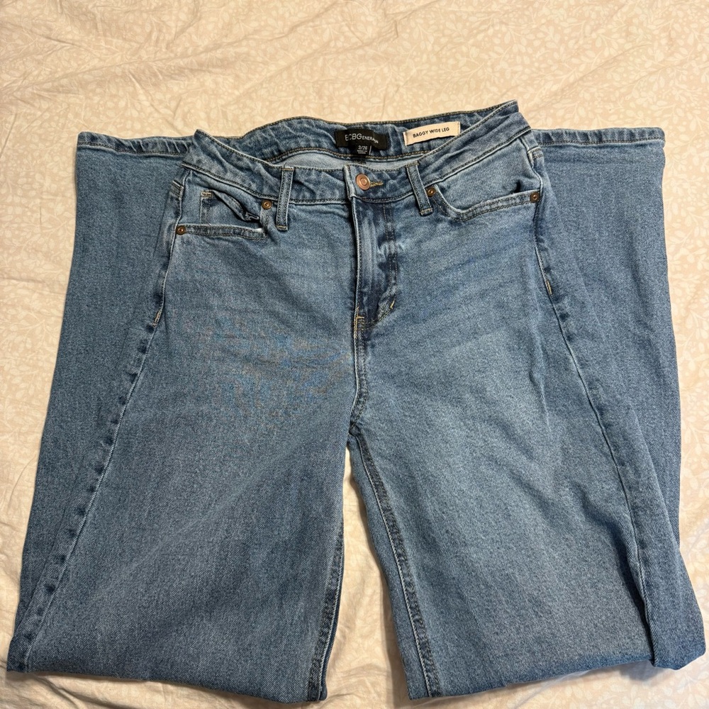 BCBGeneration Light Blue Baggy Wide Leg Jeans - 3/26 Waist